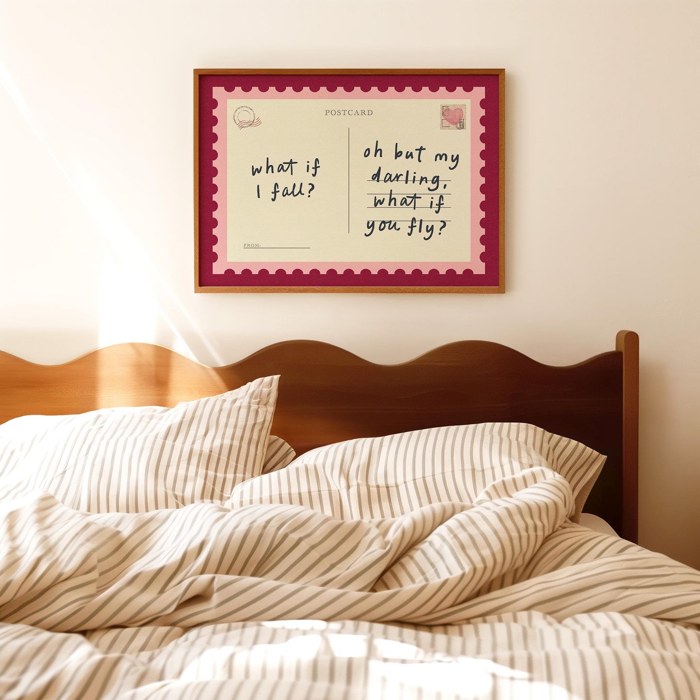 What If I Fall Postcard Pink Red