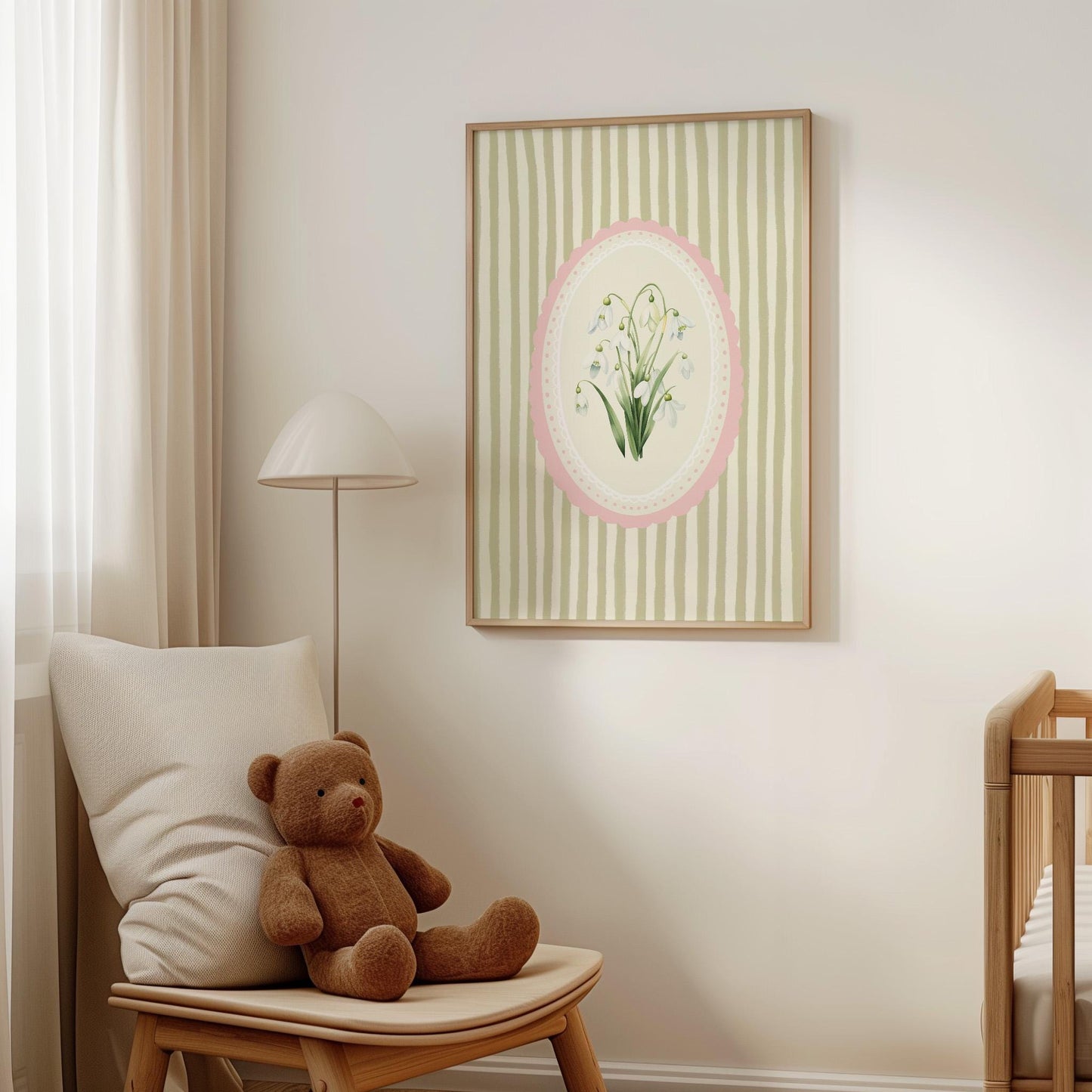 January Birth Flower Snowdrop Green Pink Stripe