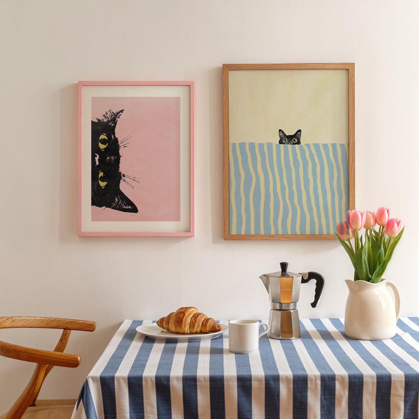 Peeking Black Cat Pink