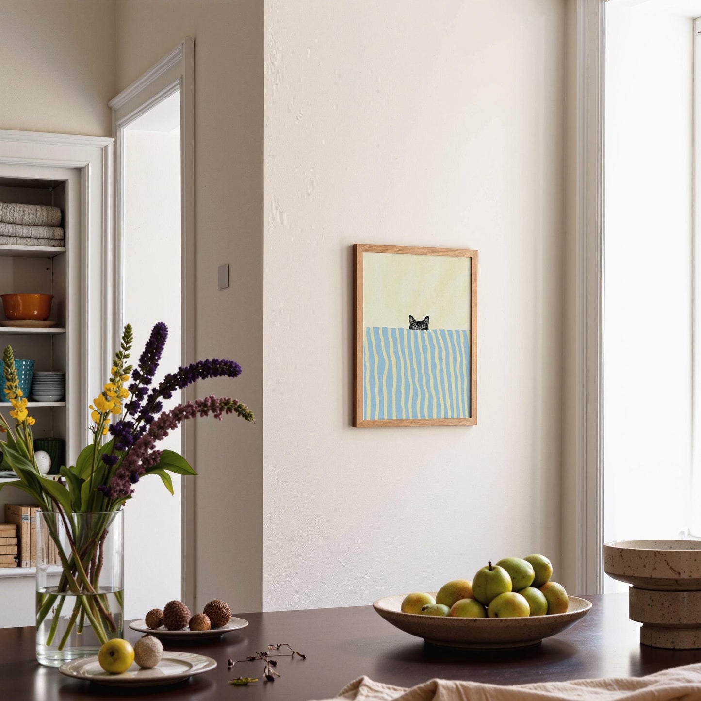 Black Cat In Bed Stripes