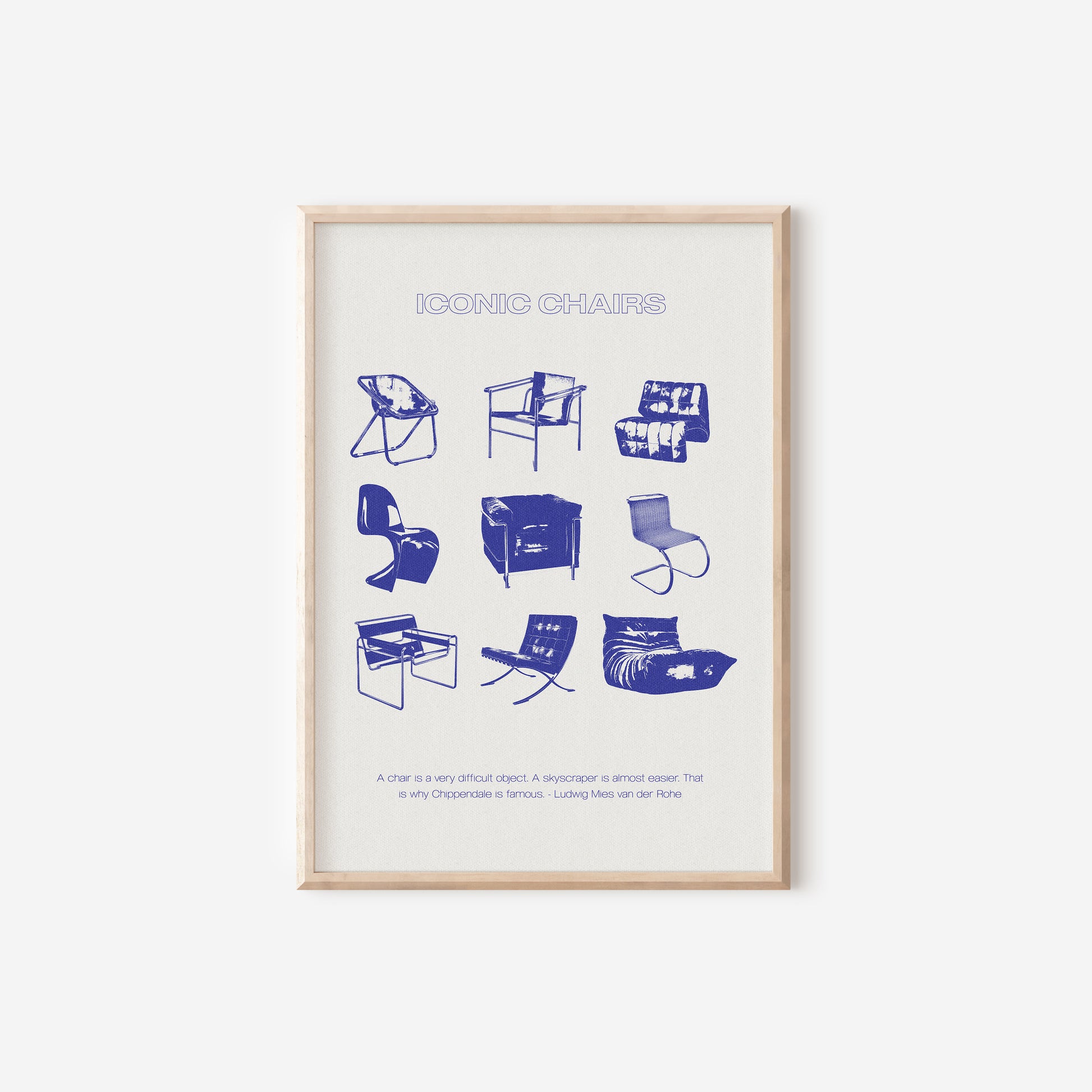 a framed poster with a bunch of chairs on it