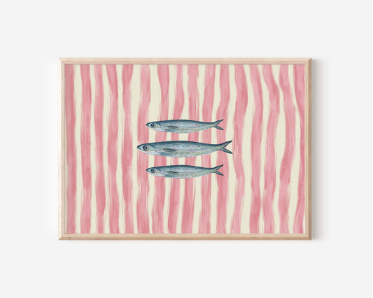 Sardines Fish Pink Stripe Horizontal