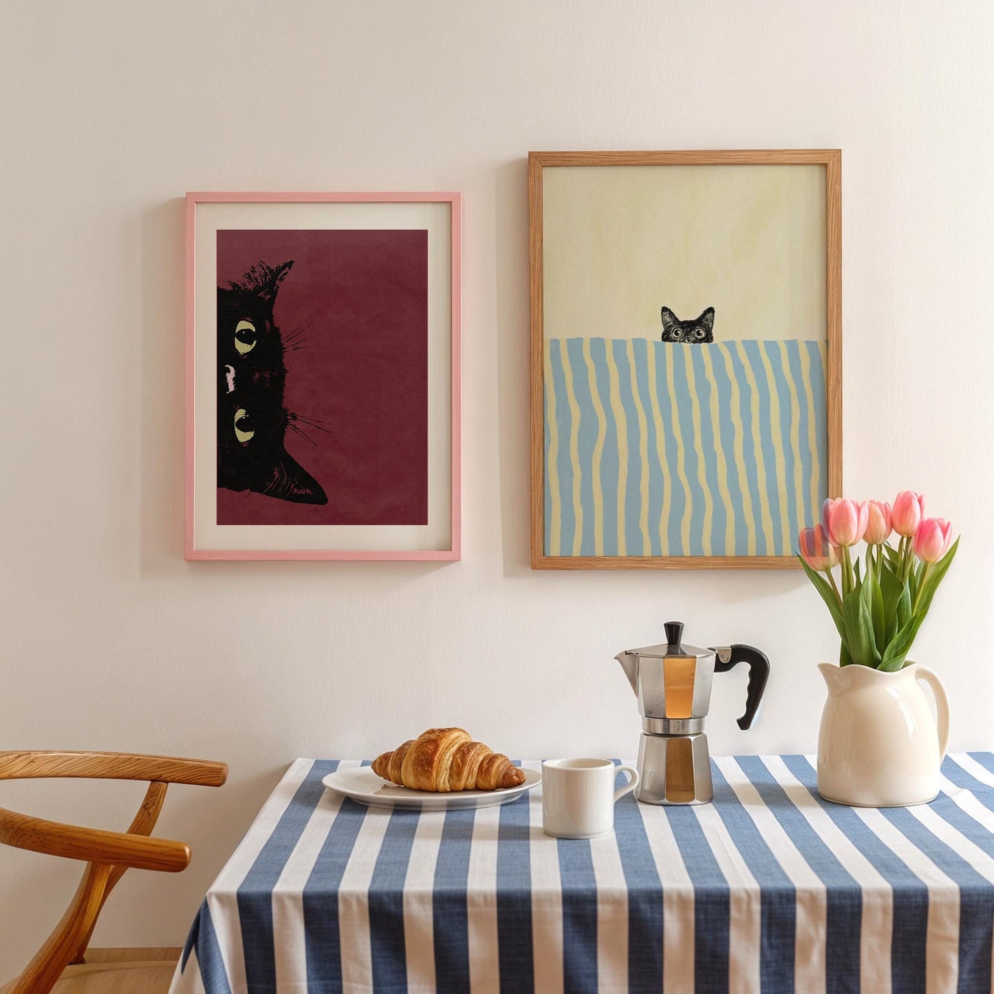 Peeking Black Cat Maroon