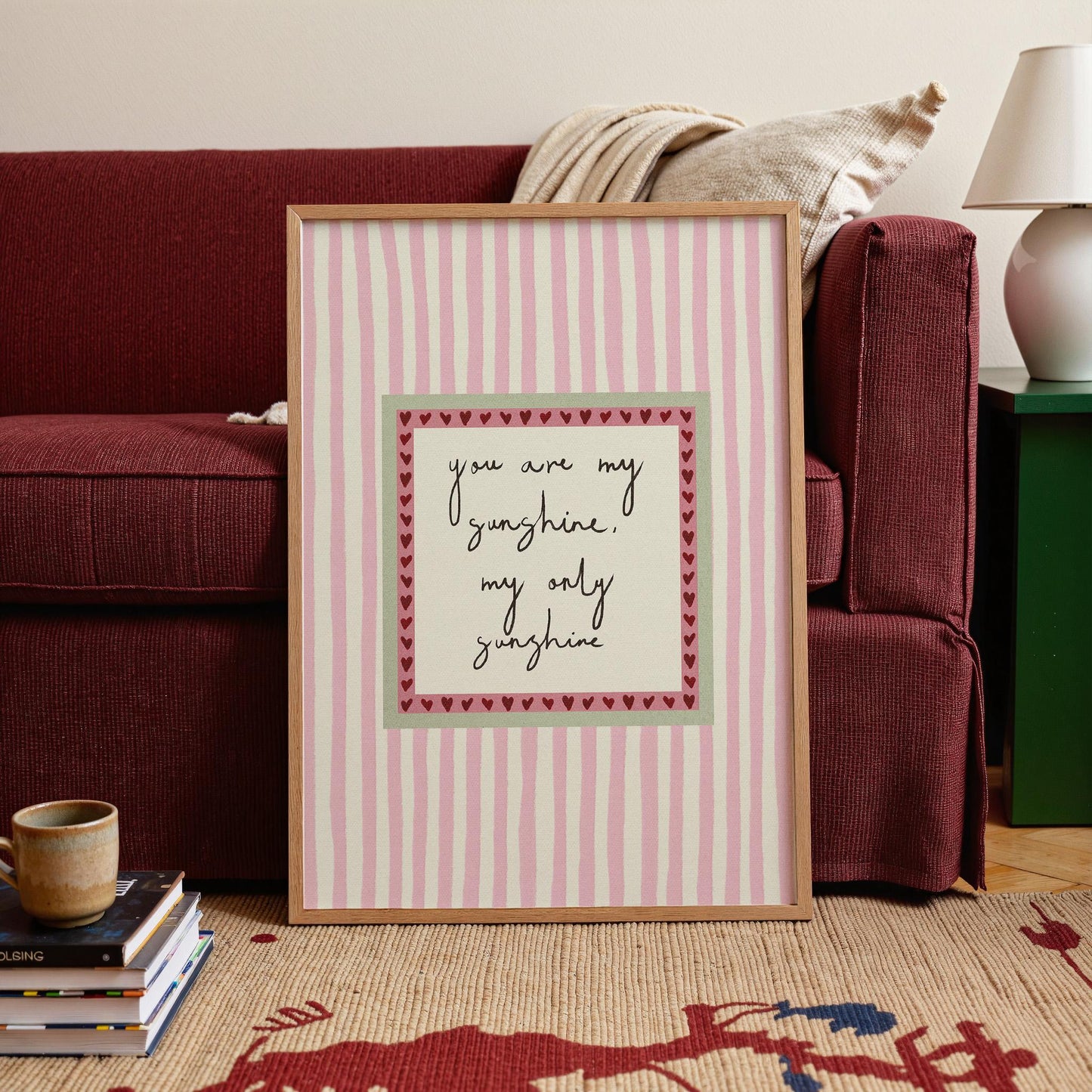 You Are My Sunshine Pink Green Stripe