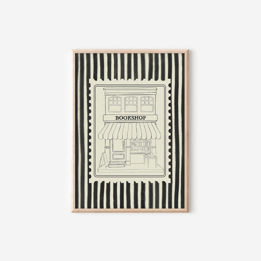Bookshop Sketch Stripe Black