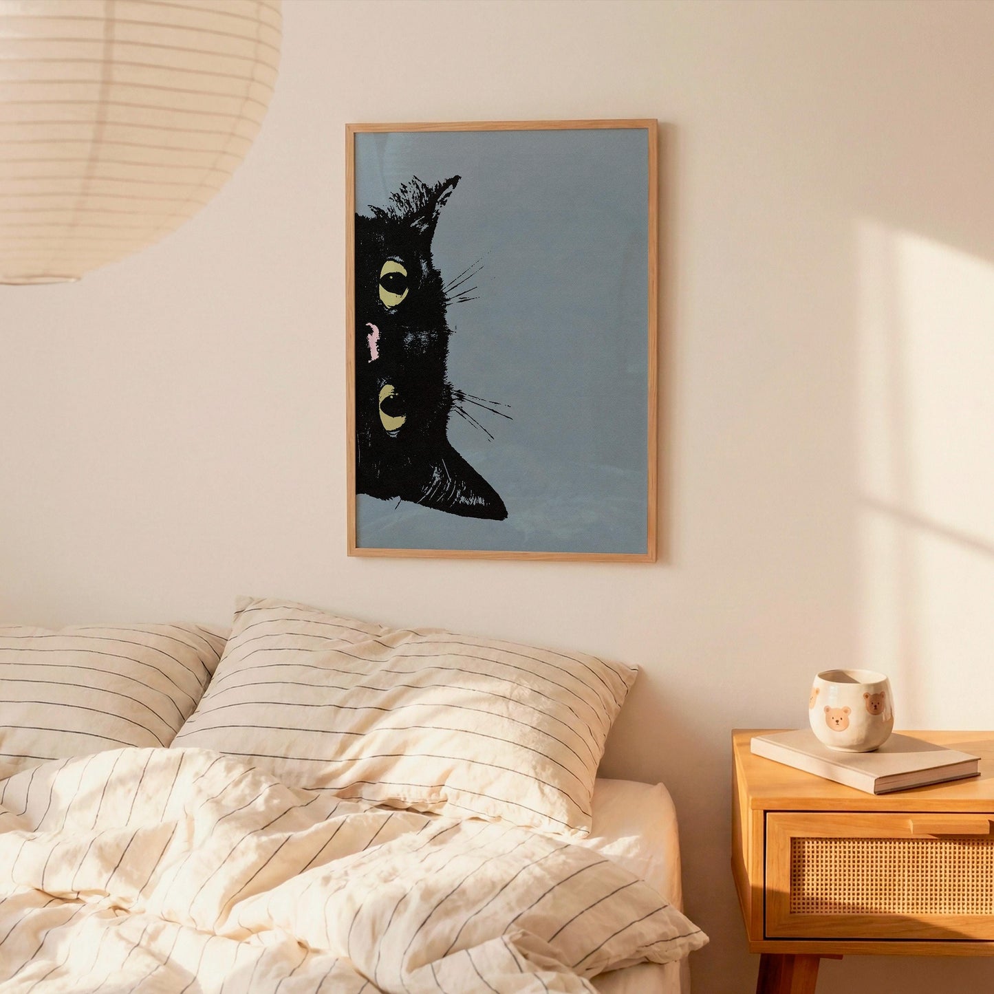 Peeking Black Cat Blue