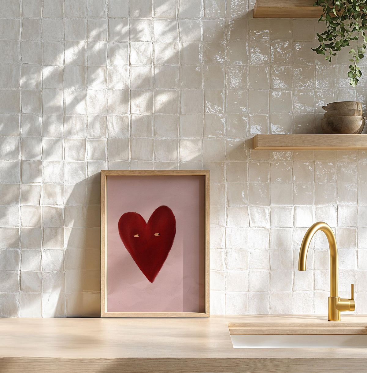 Love Heart Red Dusty Pink