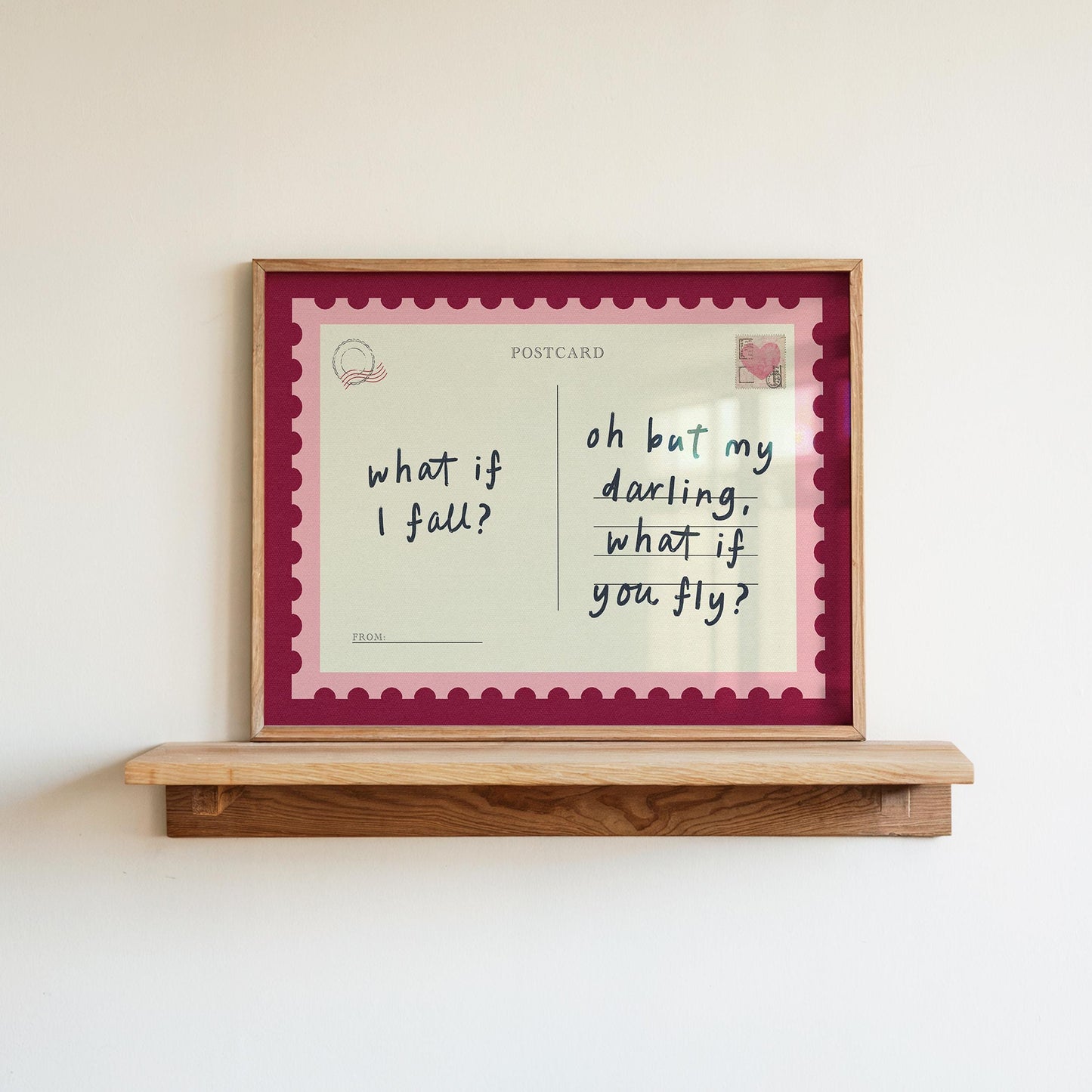 What If I Fall Postcard Pink Red