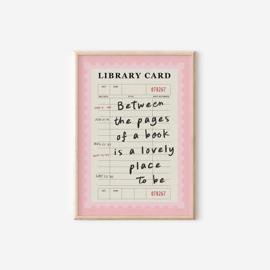 Between The Pages Library Card Pink