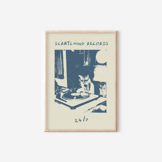 Scratching Records Blue Cat Dj
