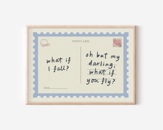 What If I Fall Postcard Blue