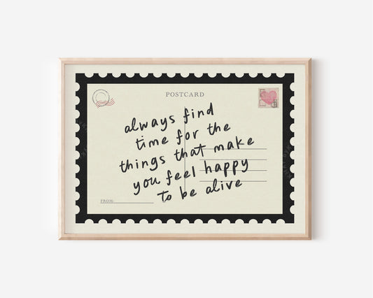 Always Find Time Postcard Black