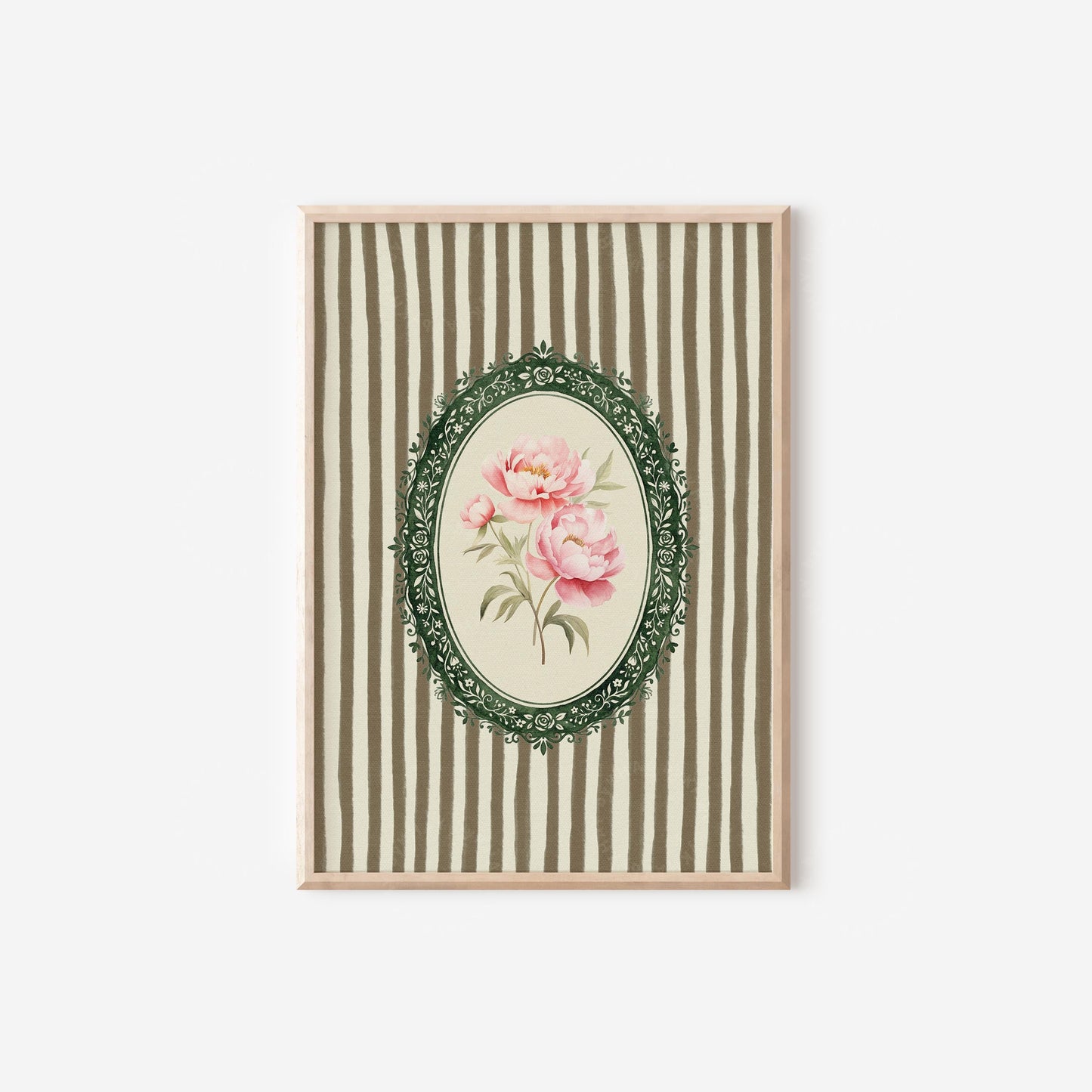 November Birth Flower Peony Green Stripe