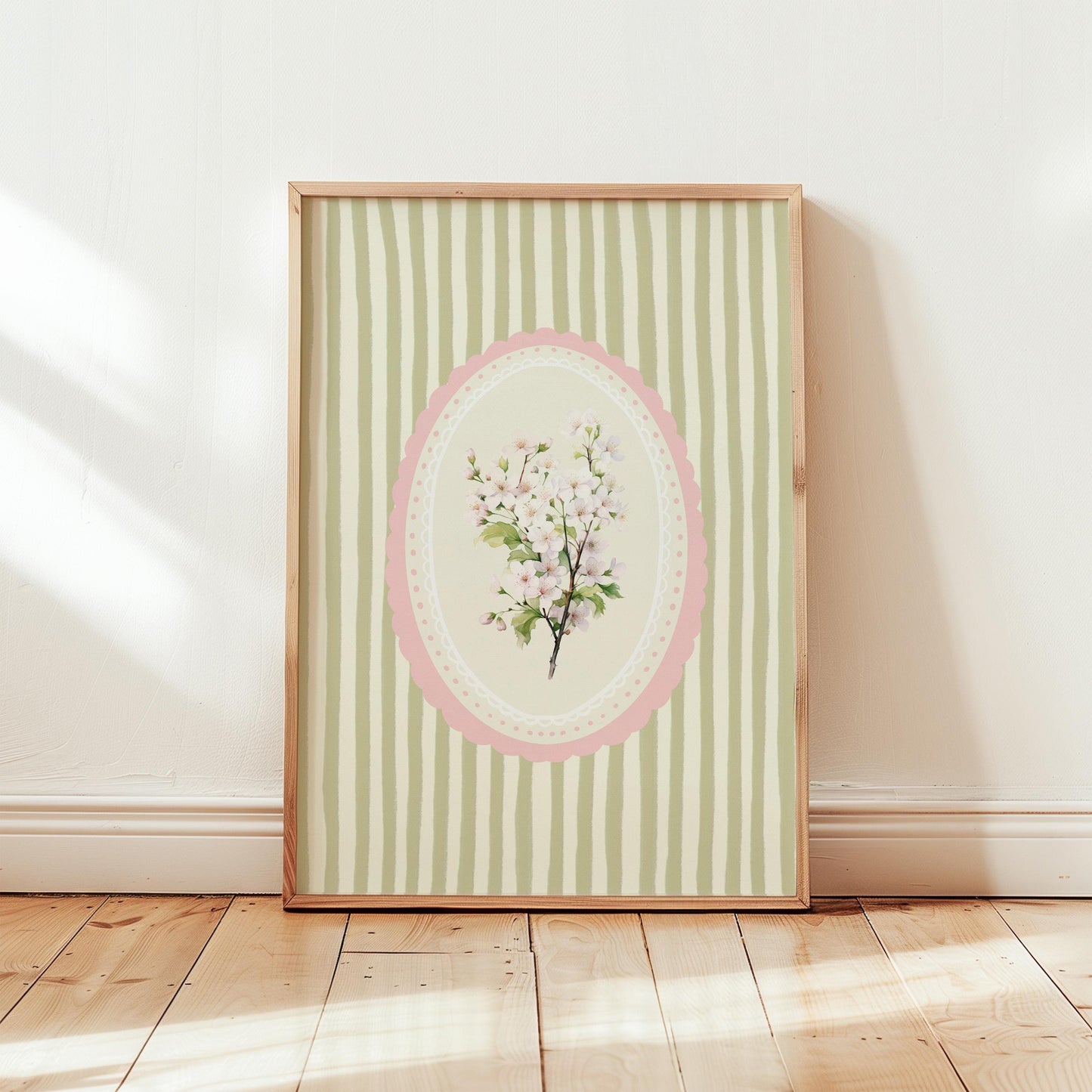 May Birth Flower Hawthorn Green Stripe