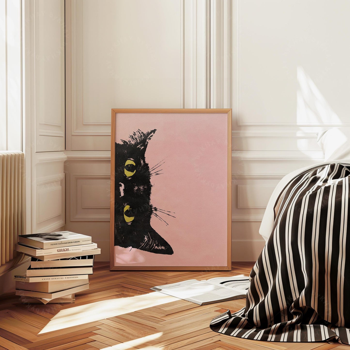 Peeking Black Cat Pink