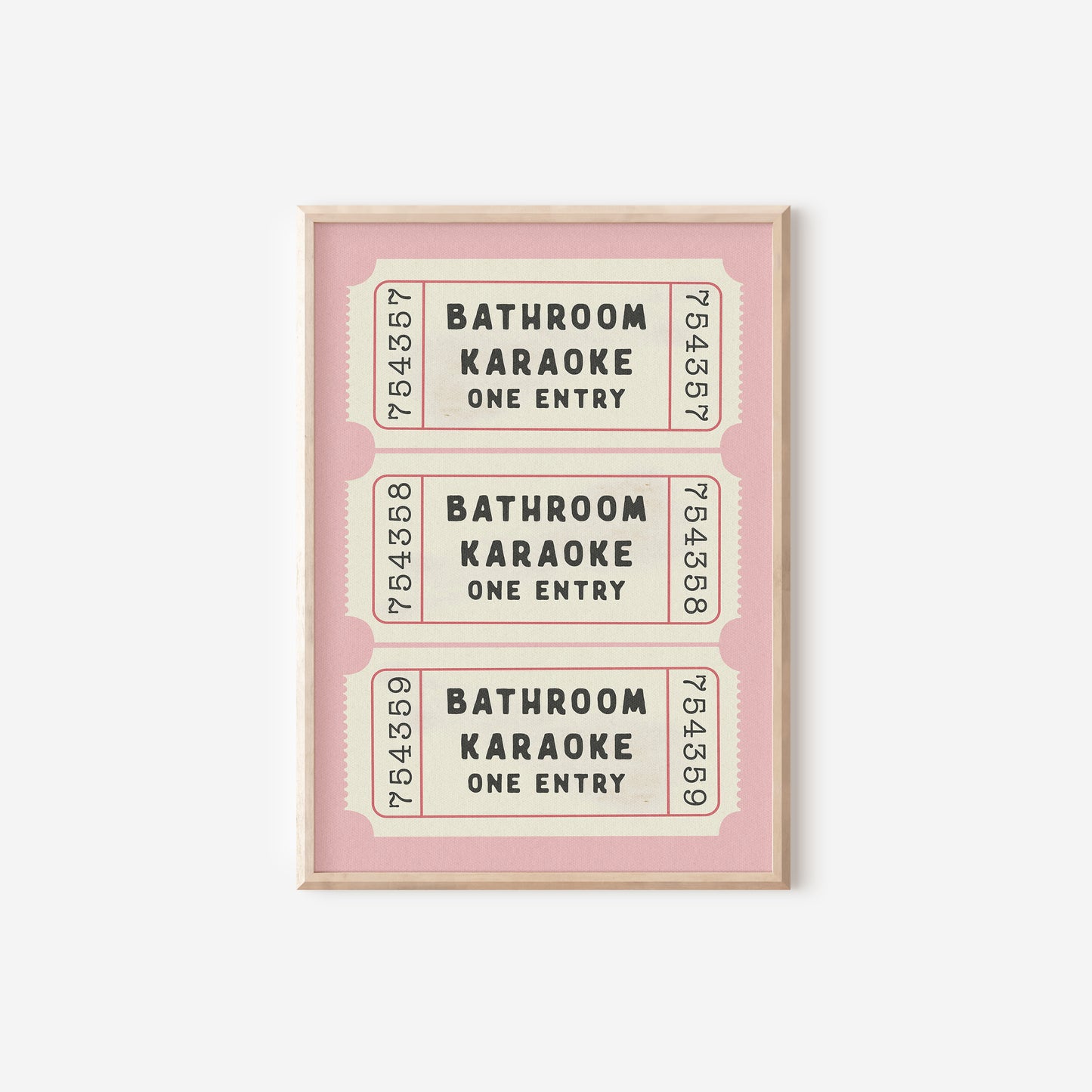 three bathroom labels on a pink background