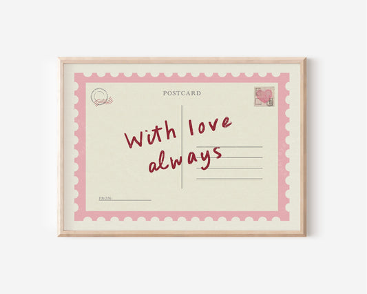 With Love Always Postcard Pink