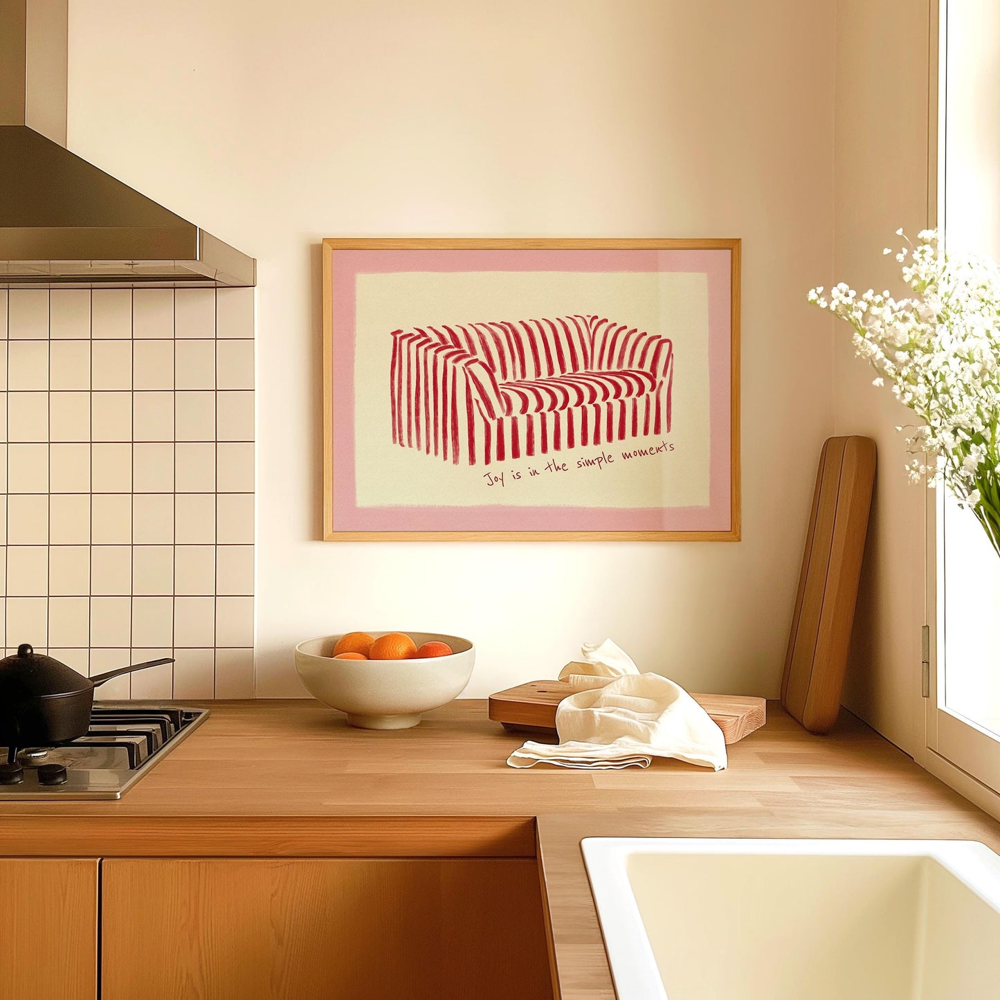 Joy Is In The Simple Moments Stripe Sofa