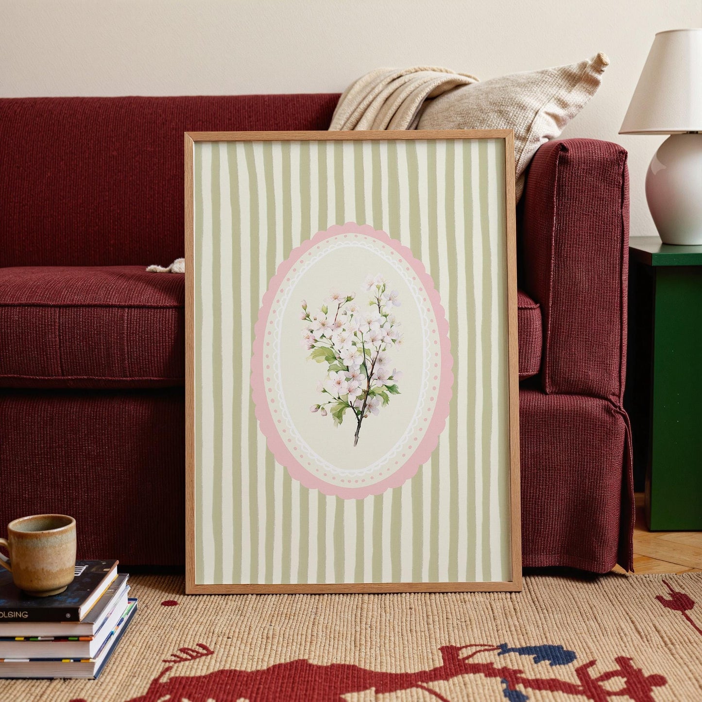 May Birth Flower Hawthorn Green Stripe