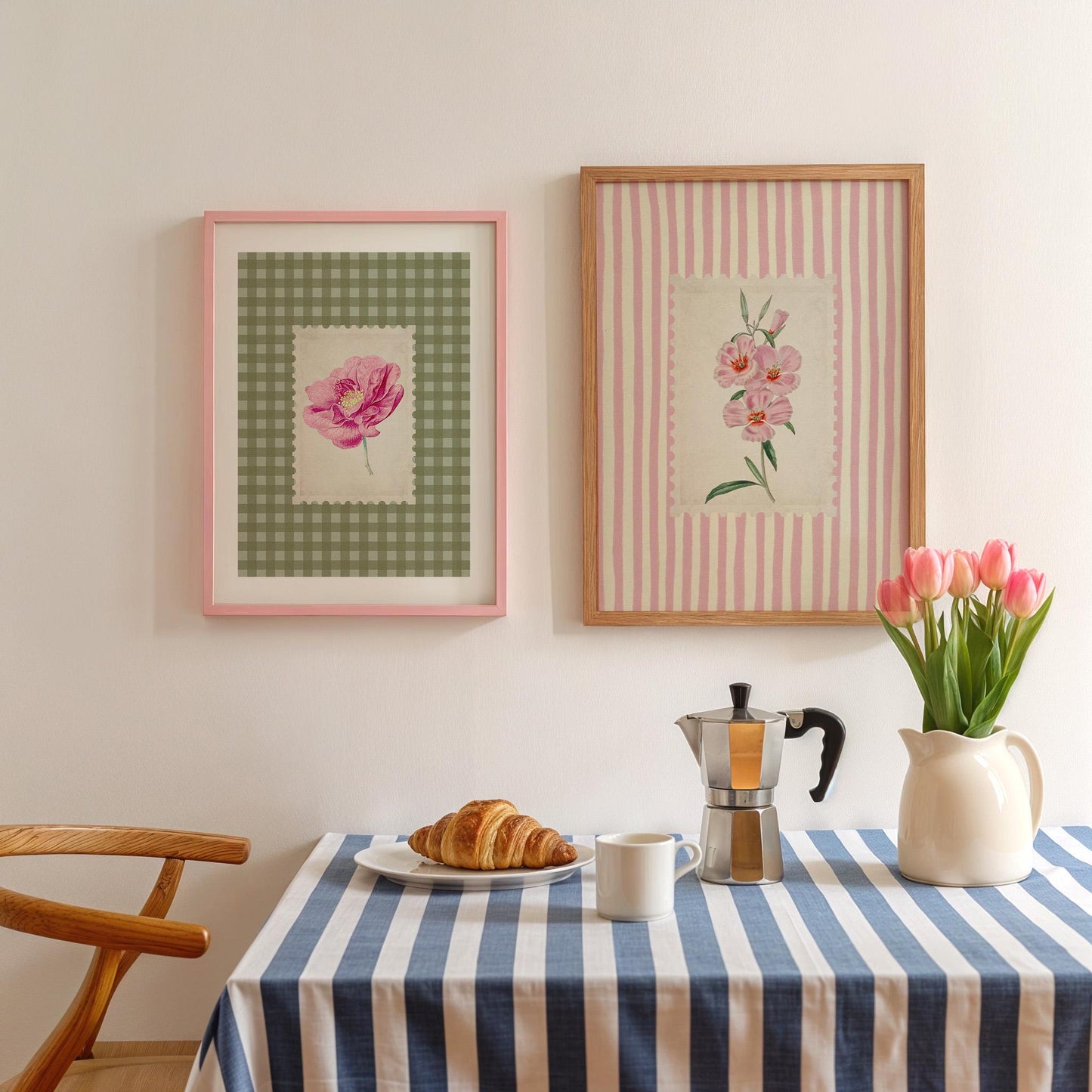 Floral Botanical Stripe Vintage Pink