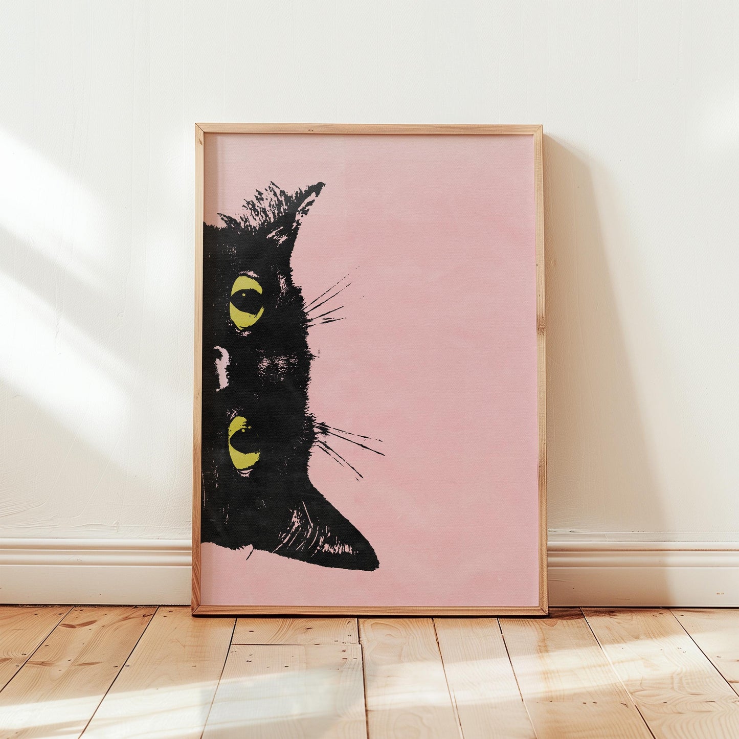 Peeking Black Cat Pink