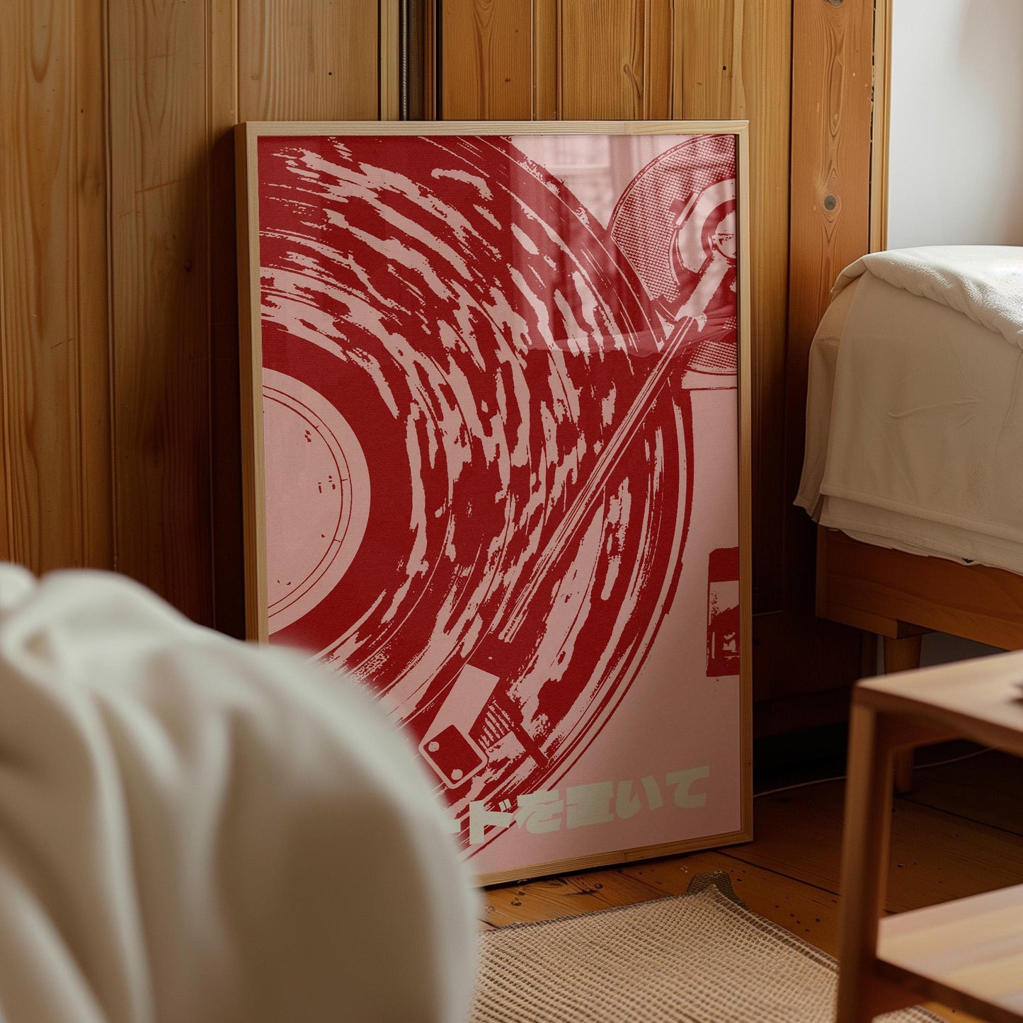 Record Player Japanese Red Pink