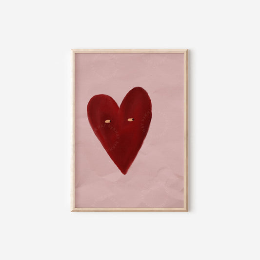 Love Heart Red Dusty Pink