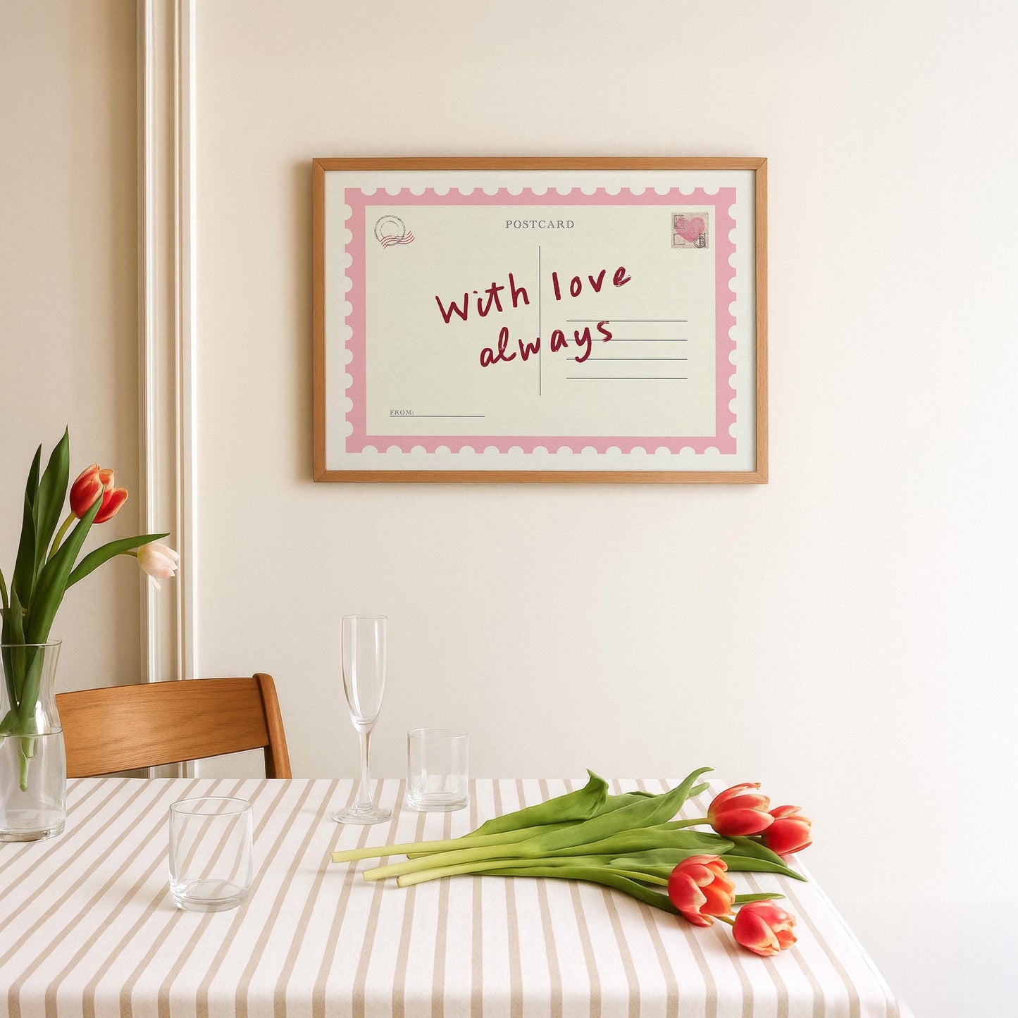 With Love Always Postcard Pink