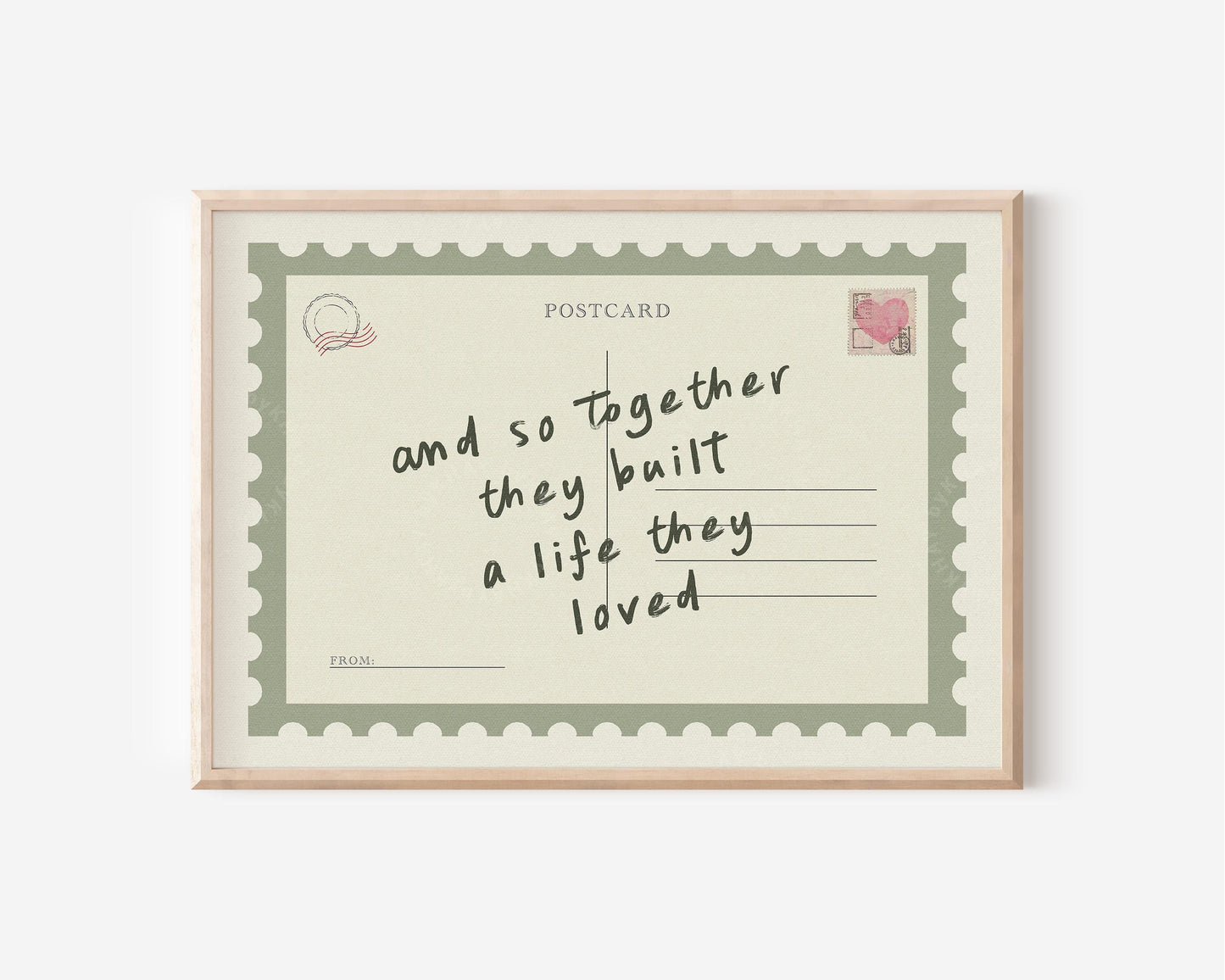 Together They Built A Life Postcard Green