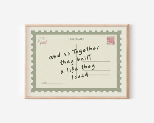 Together They Built A Life Postcard Green