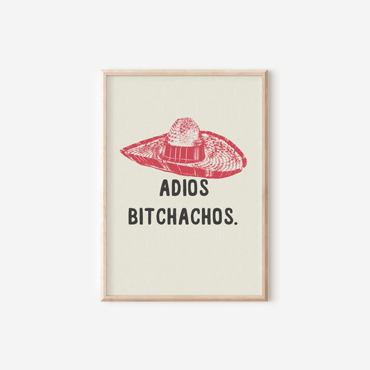 a framed poster with the words adios bitchachos