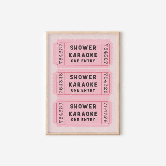 Shower Karaoke Ticket Print Pink