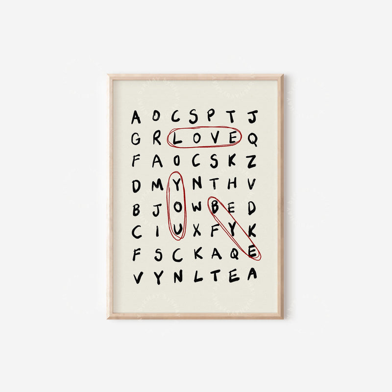 Love You Bye Crossword Print